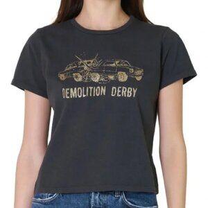 MOTHER Itty Bitty Goodie Goodie Crop ‘Demolition Derby’ T-Shirt